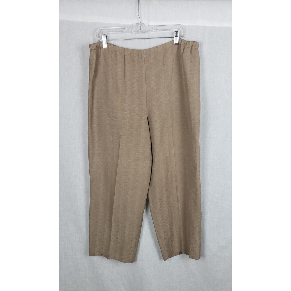 Eileen Fisher Pants Beige Tan M Silk Linen‎ Pull On Textured Casual Career Work